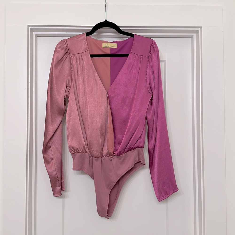 Purple color block bodysuit